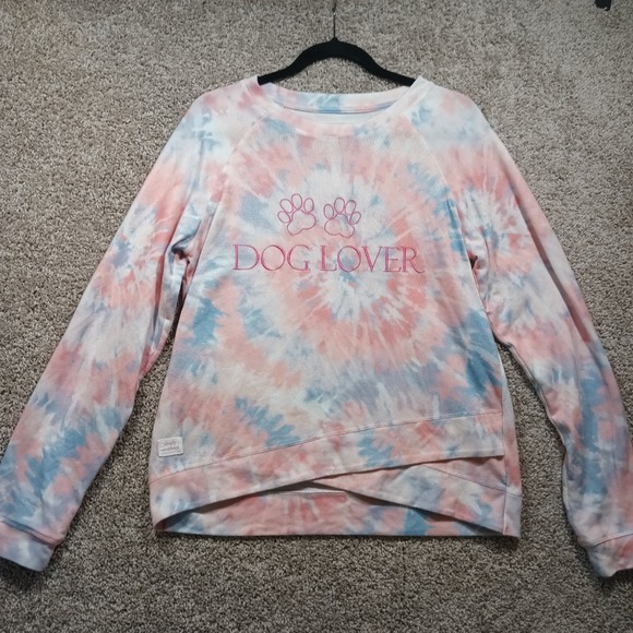 Simply Southern Sweaters - Simply Southern Swirl Tie-dye Dog Lover Crew Neck Shirt. Large.